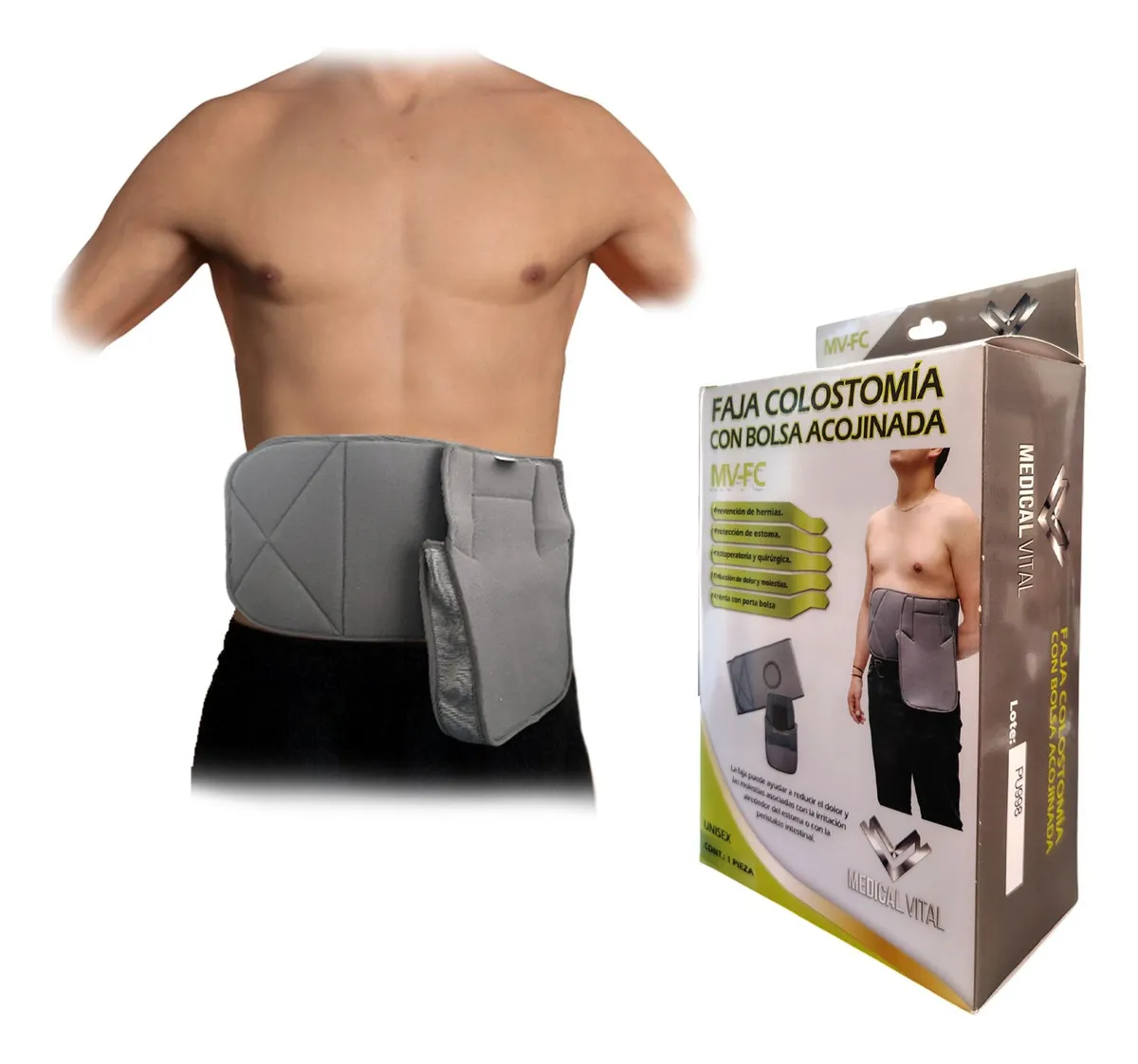 FAJA COLOSTOMIA CON BOLSA ACOJINADA